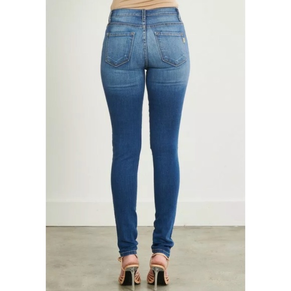 Destroyed Ripped Mid Rise Stretch Skinny Jeans - Picture 6 of 8